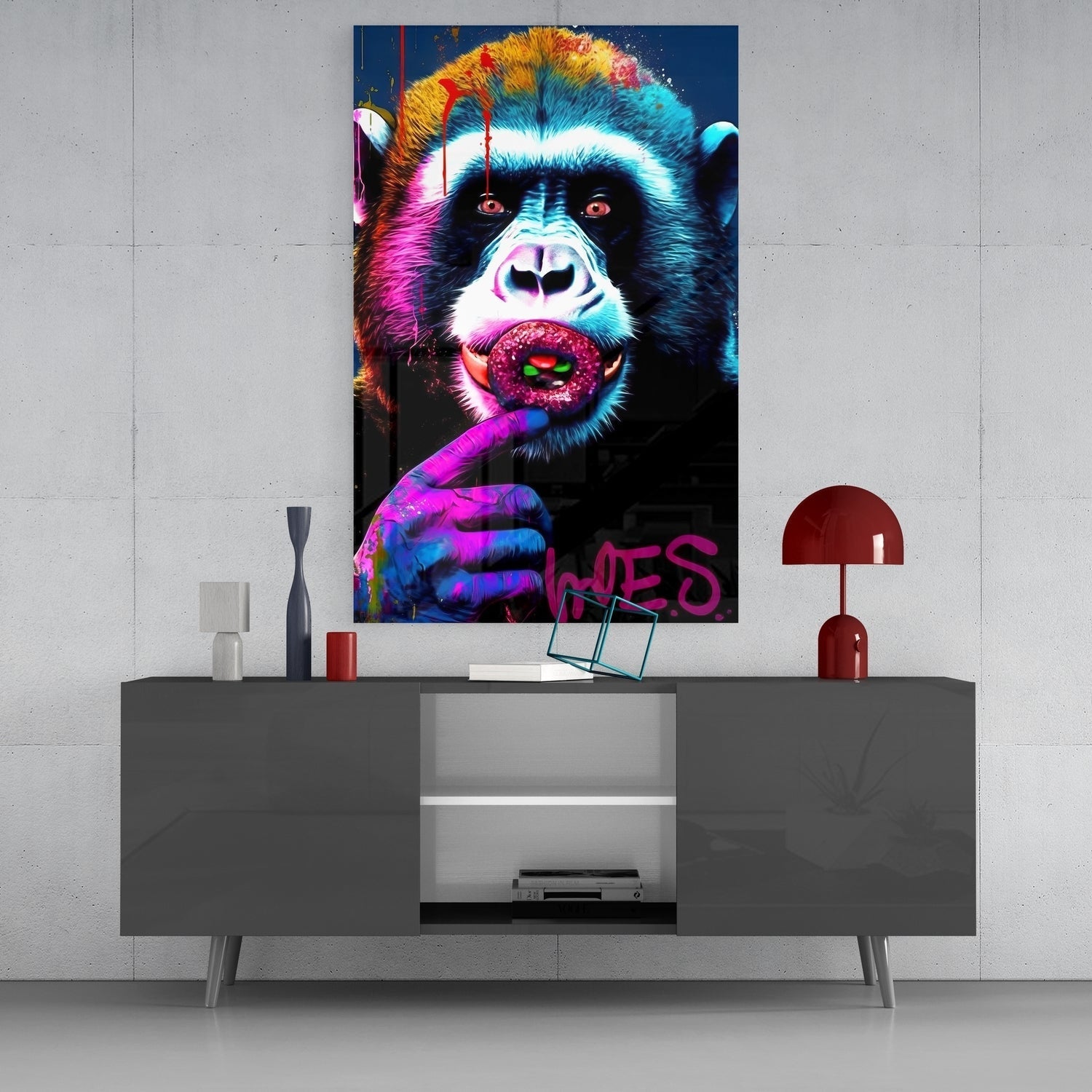 Monkey Kiss Glass Wall Art || Designers Collection