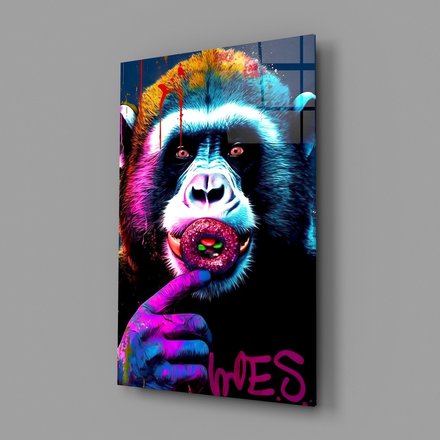 Monkey Kiss Glass Wall Art || Designers Collection