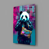 Shopper Panda Glass Wall Art || Designers Collection