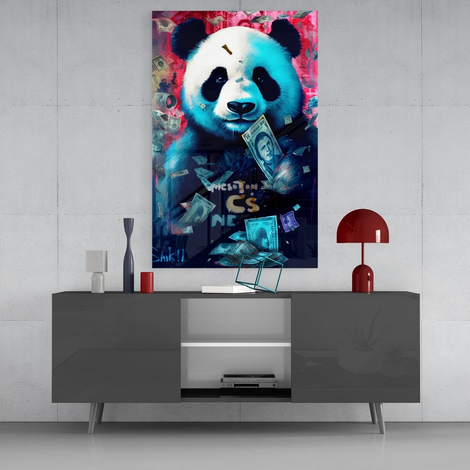 Rich Panda Glass Wall Art || Designers Collection