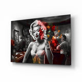 Marilyn dans le bar || Collection de créateurs Impression Sur Verre