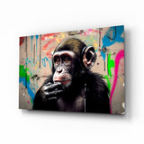 Thinking Monkey Glass Wall Art || Designers Collection