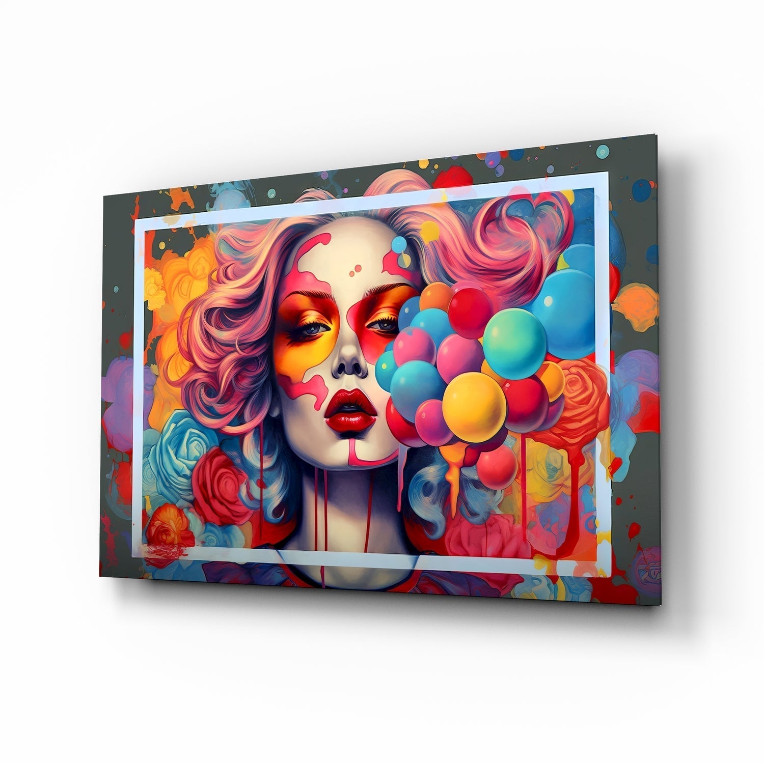 Balloons and the Kiss Glass Wall Art || Designers Collection