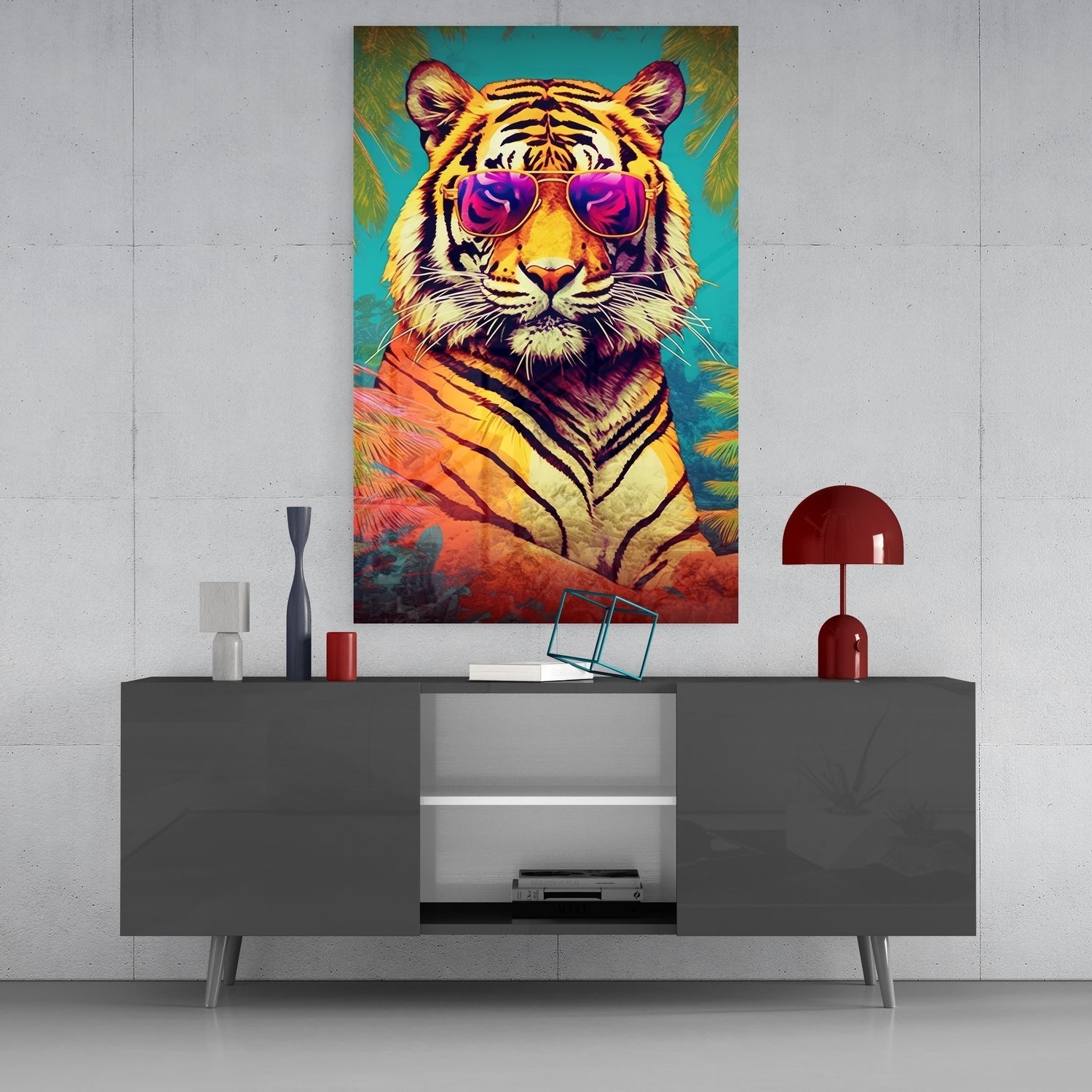 Cool Tiger Glass Wall Art || Designer Collection