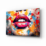 Red Lip Glass Wall Art || Designer Collection