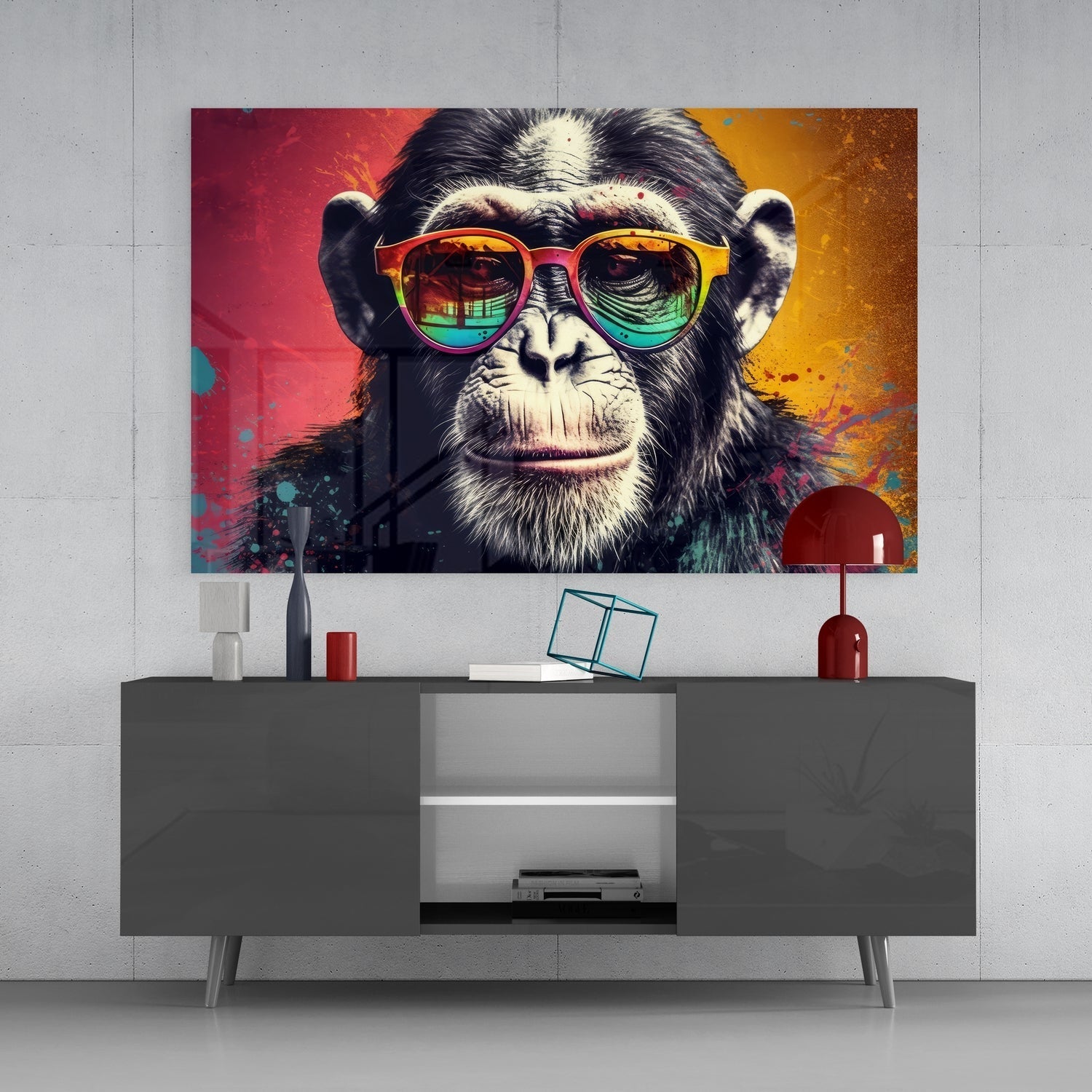 Cool Monkey Glass Wall Art || Designer Collection