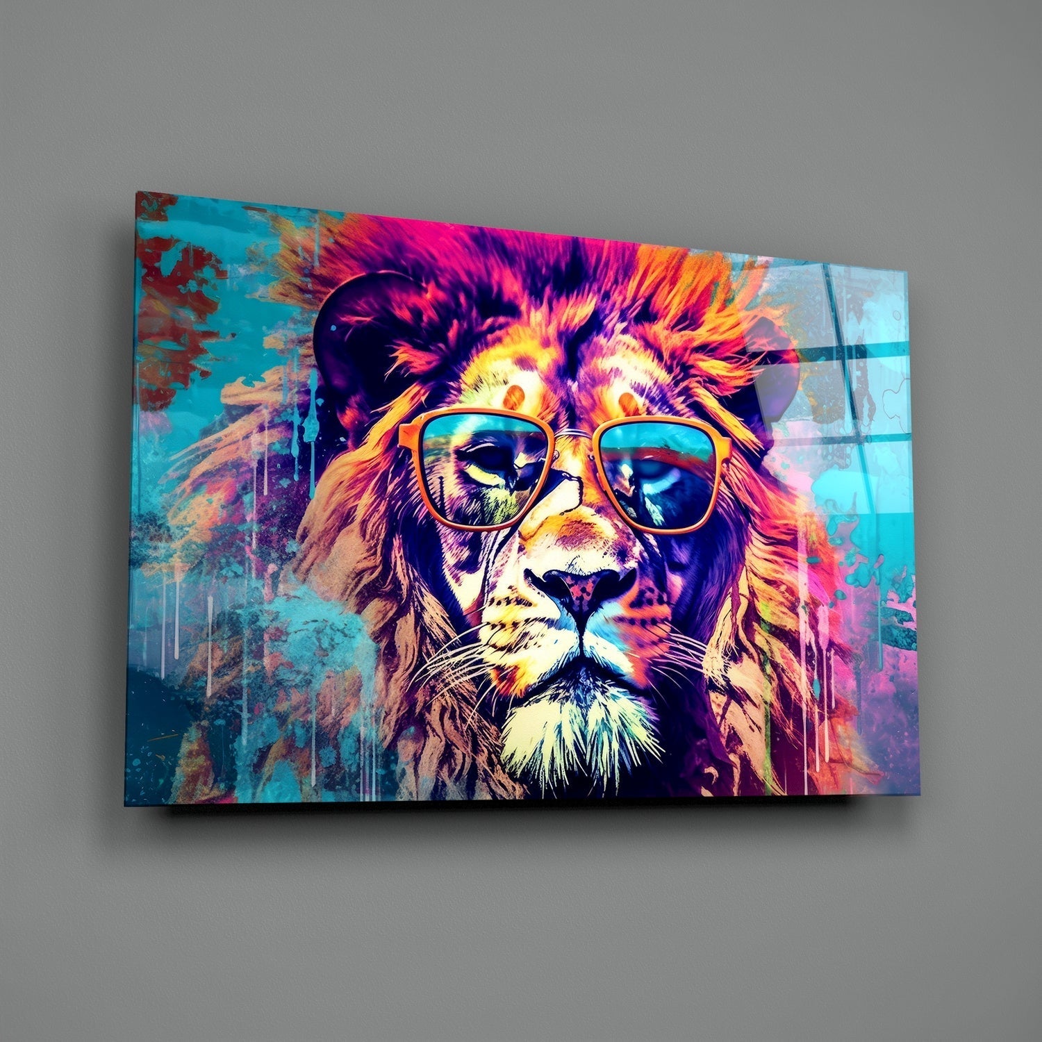 Cool Lion Glass Wall Art || Designer Collection