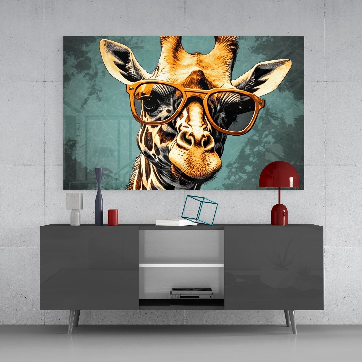 Cool Giraffe Glass Wall Art || Designer Collection