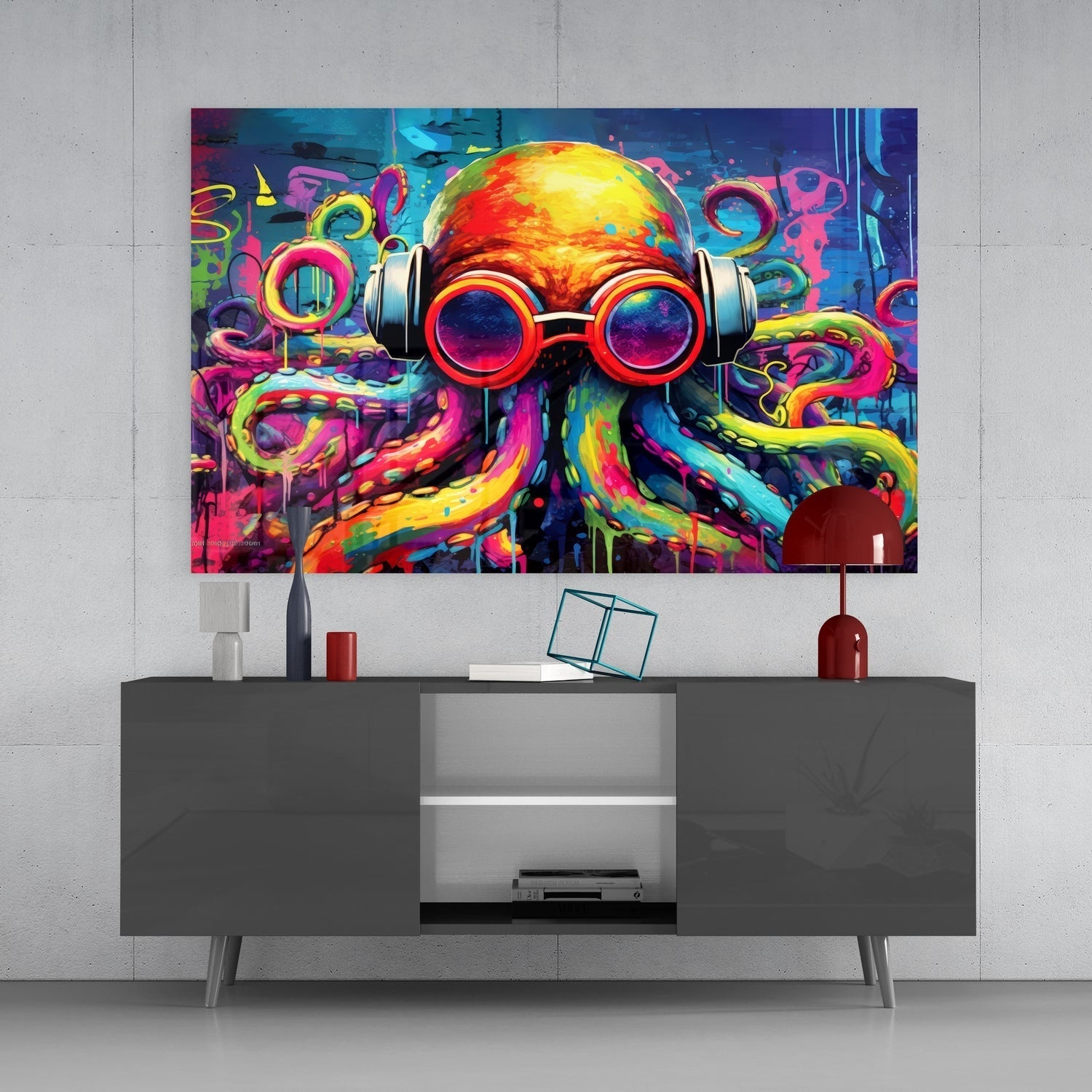Octopus Glass Wall Art || Designer Collection