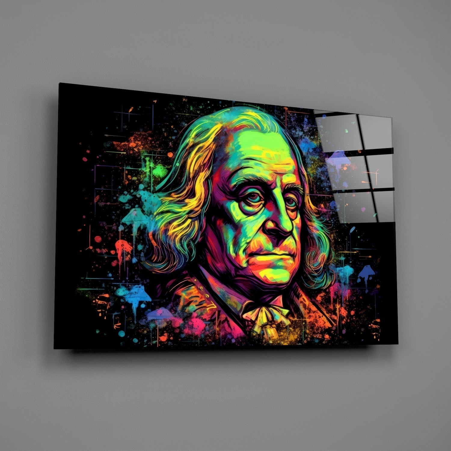 Benjamin Franklin Glass Wall Art || Designer Collection