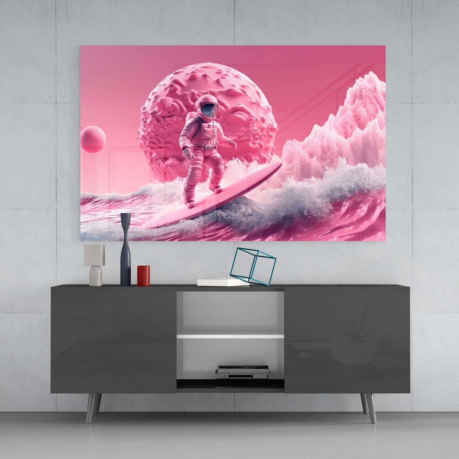 Pinky Space Glass Wall Art || Designer Collection
