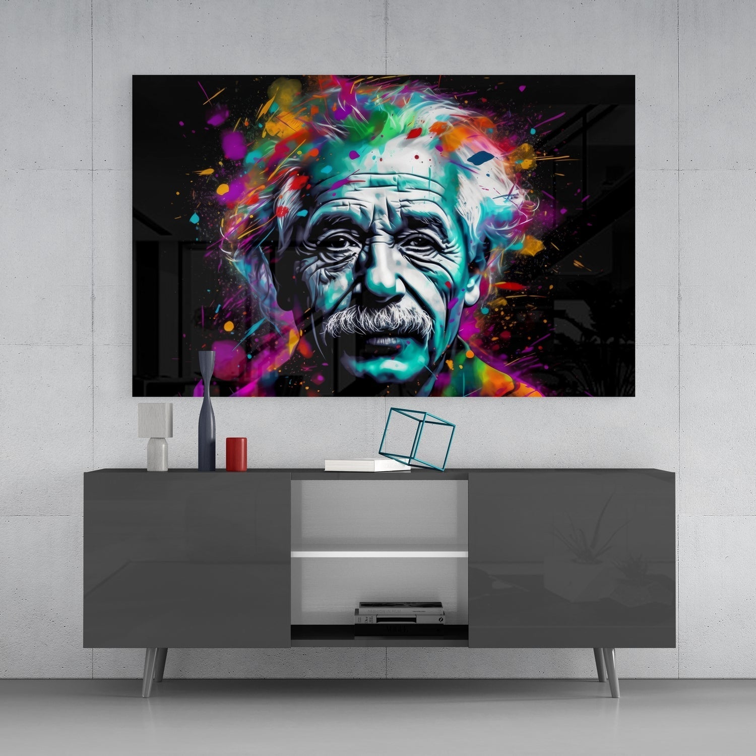 Einstein Glass Wall Art || Designer Collection