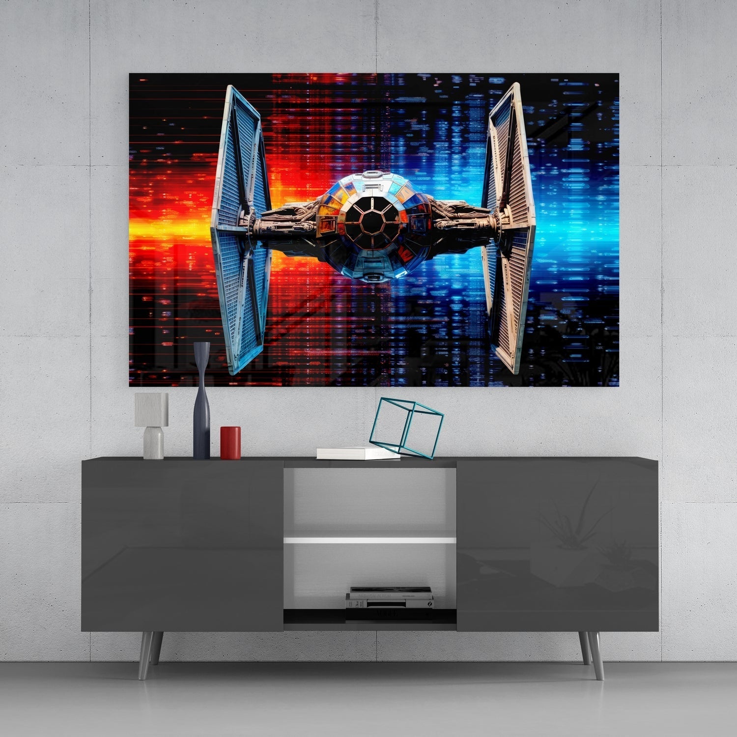 Tie Fighter Glass Wall Art || Designer Collection