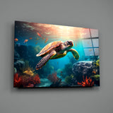 Sea Turtle Glass Wall Art || Designer Collection