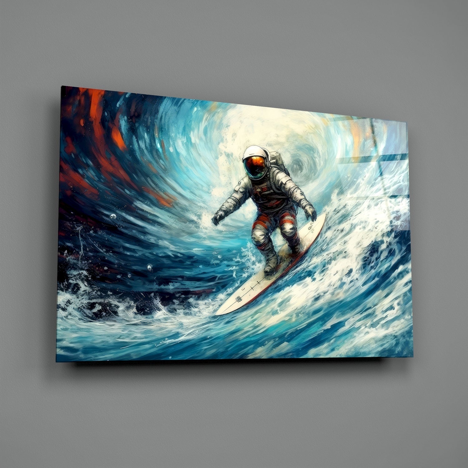Surfing Glass Wall Art || Designer Collection