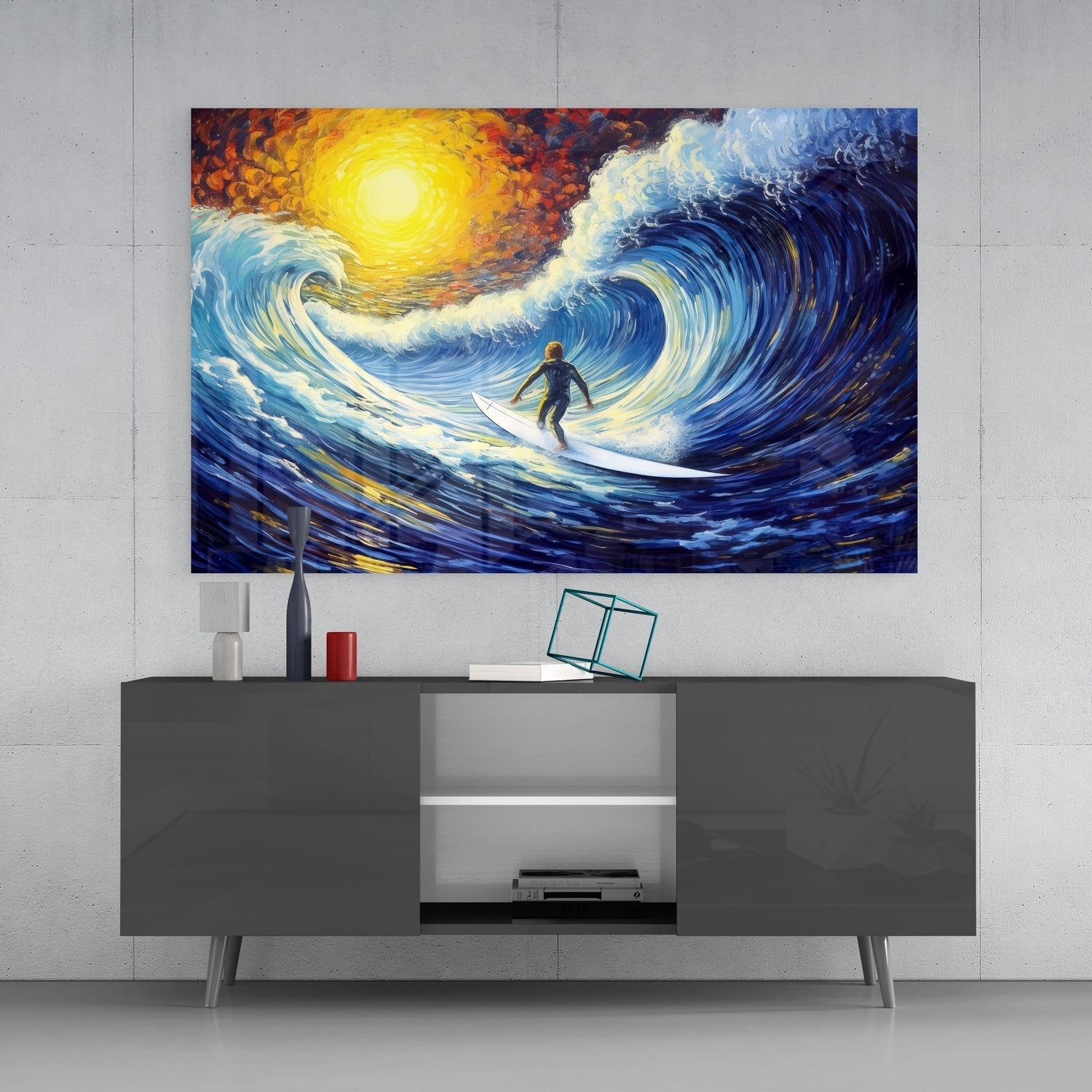 Waves Glass Wall Art || Designer Collection