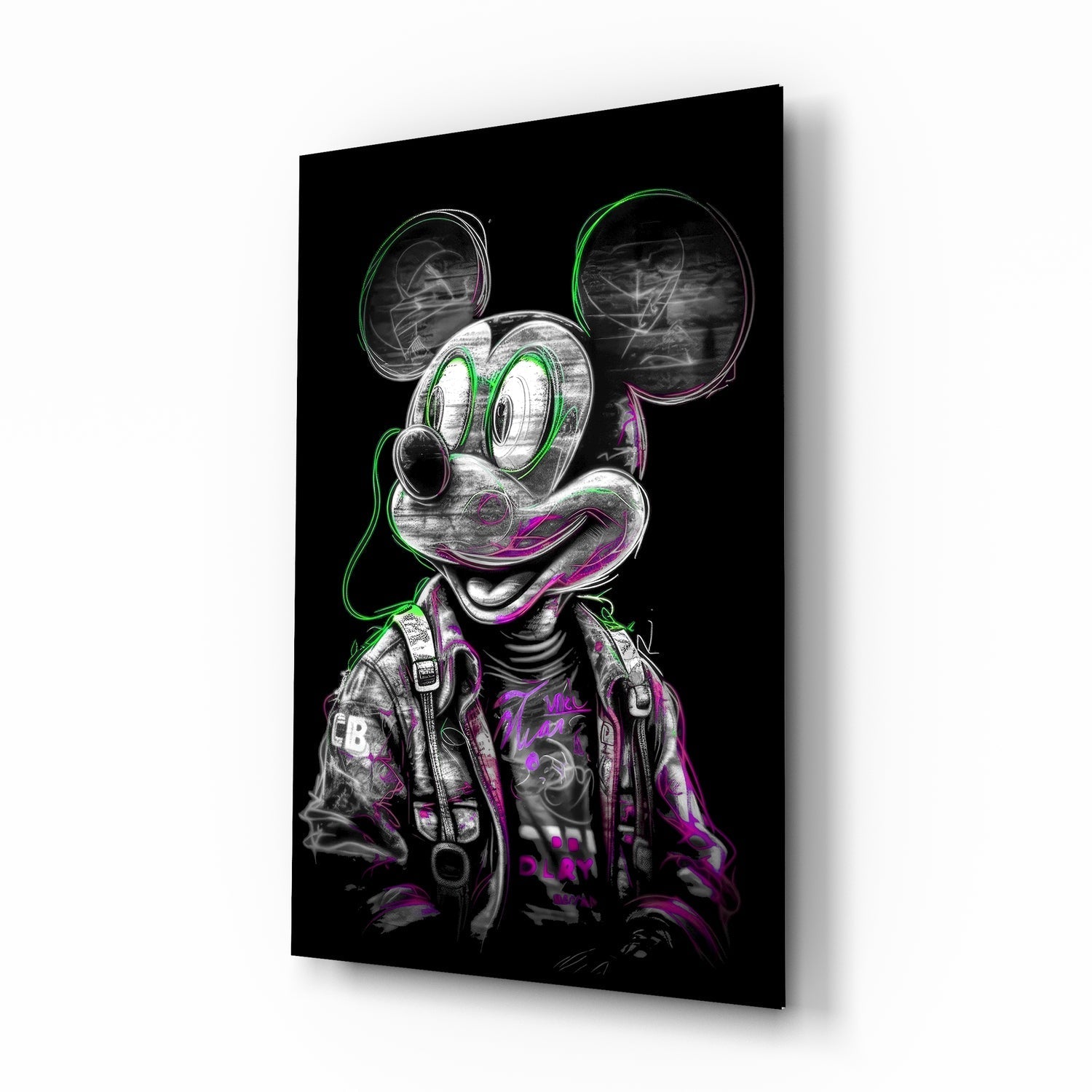 Neon Mickey Glass Wall Art || Designer Collection