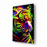 Neon Tiger Glass Wall Art|| Designer's Collection