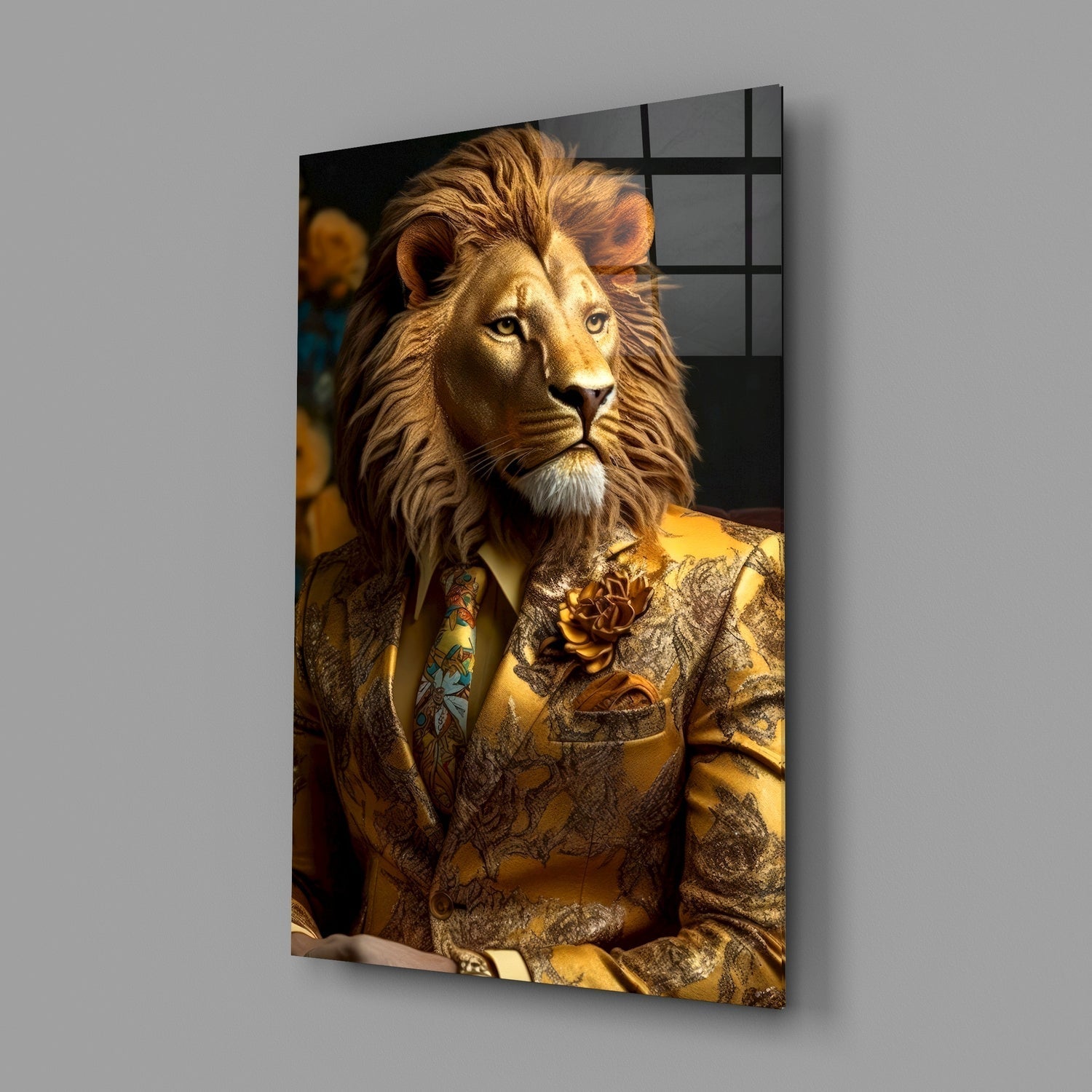 Lion Vogue Glass Wall Art|| Designer's Collection