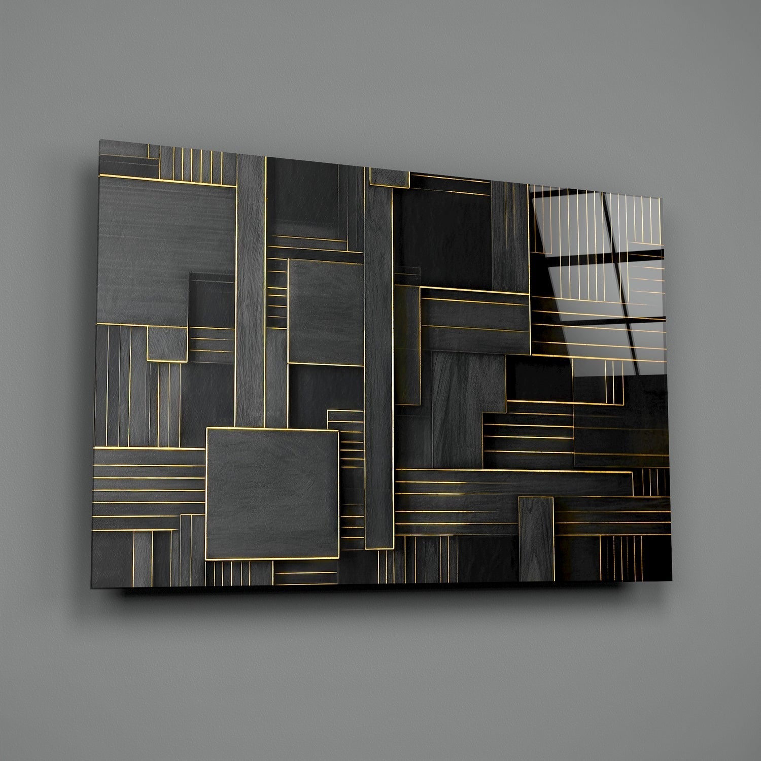 Rectangles Glass Wall Art|| Designer's Collection