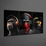 3 Wise Monkeys Glass Wall Art