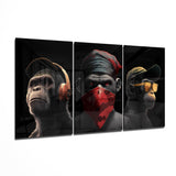 Arte de pared de vidrio de 3 scimmie sagge