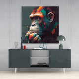 Ape the Thinker Glass Wall Art  || Designers Collection