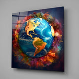 Colour Explosions On Earth Glass Wall Art|| Designer's Collection