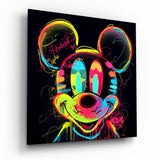 Arte de pared de vidrio de Neon Mickey || Collezione di designer