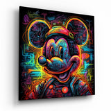 Arte della parete di vetro Neon Mickey || Collezione di designer