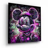 Arte della parete di vetro Neon Mickey || Collezione di designer