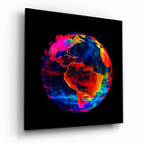 Arte della parete di vetro Neon Earth || Collezione di designer