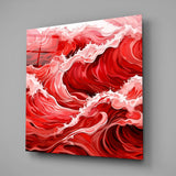 Red Waves Glass Wall Art|| Designer's Collection