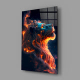 Fire Lion Glass Wall Art