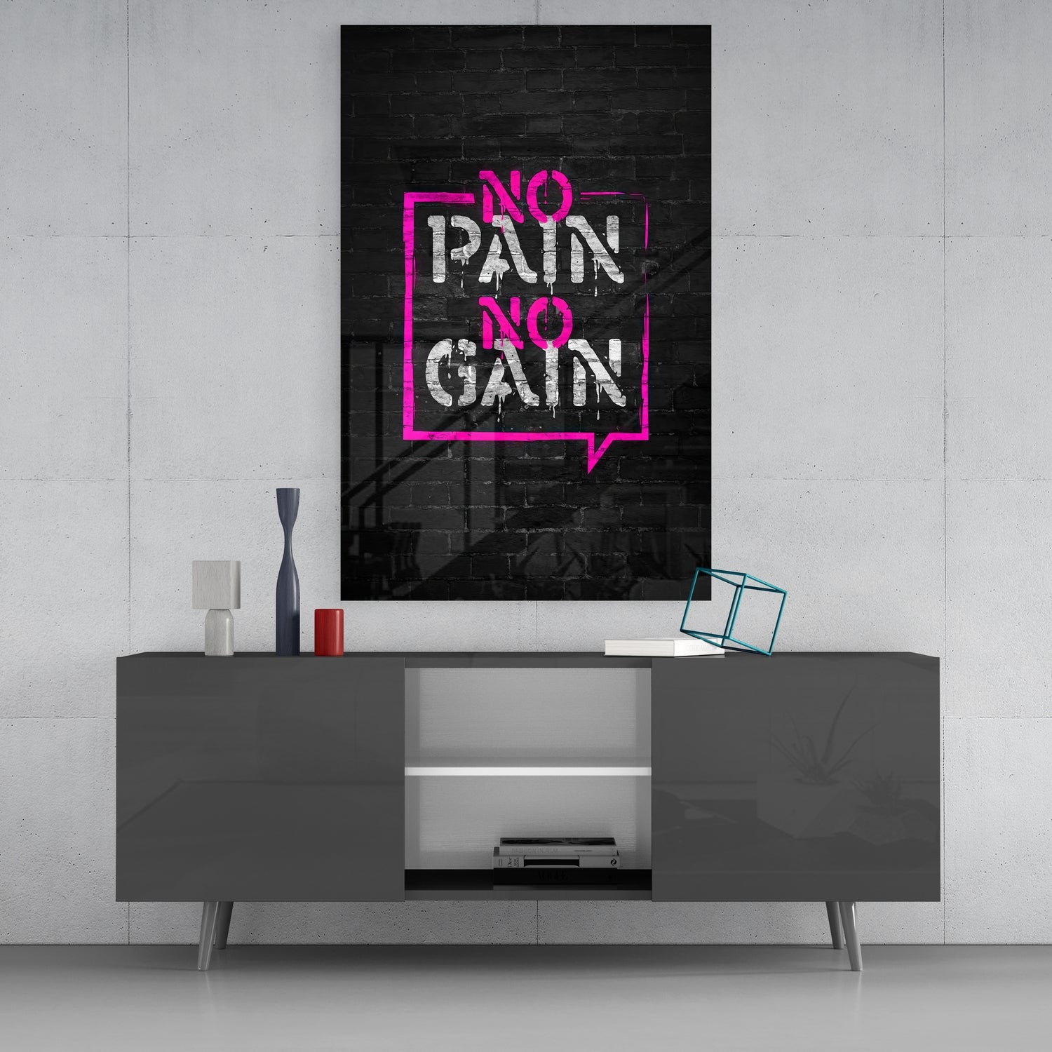 No Pain No Gain Glass Wall Art